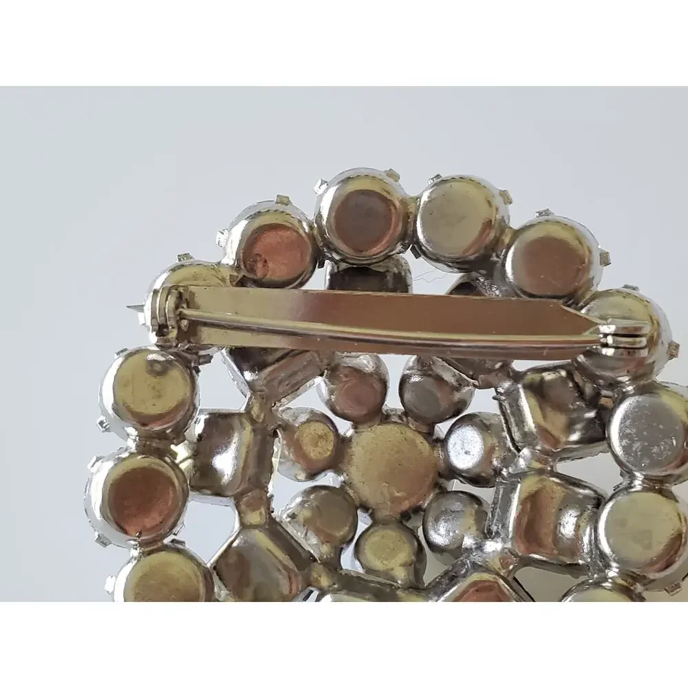 Vintage Round Clear Rhinestone Dome Brooch